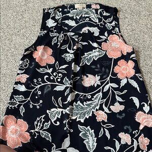 LOFT Navy and White Patterned Blouse